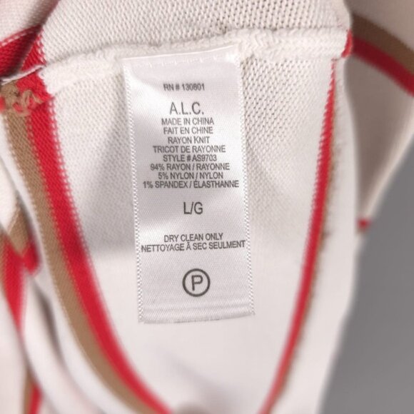 NWT A.L.C. Thompson Dress Rayon Knit Short Sleeve Crew Nk Bodycon Striped LARGE - Picture 6 of 7